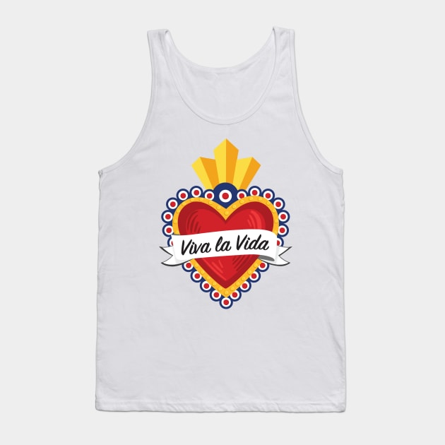 Mexican Sacred Heart IV / "Viva la Vida" Frida Kahlo's Quote in Spanish by Akbaly Tank Top by Akbaly